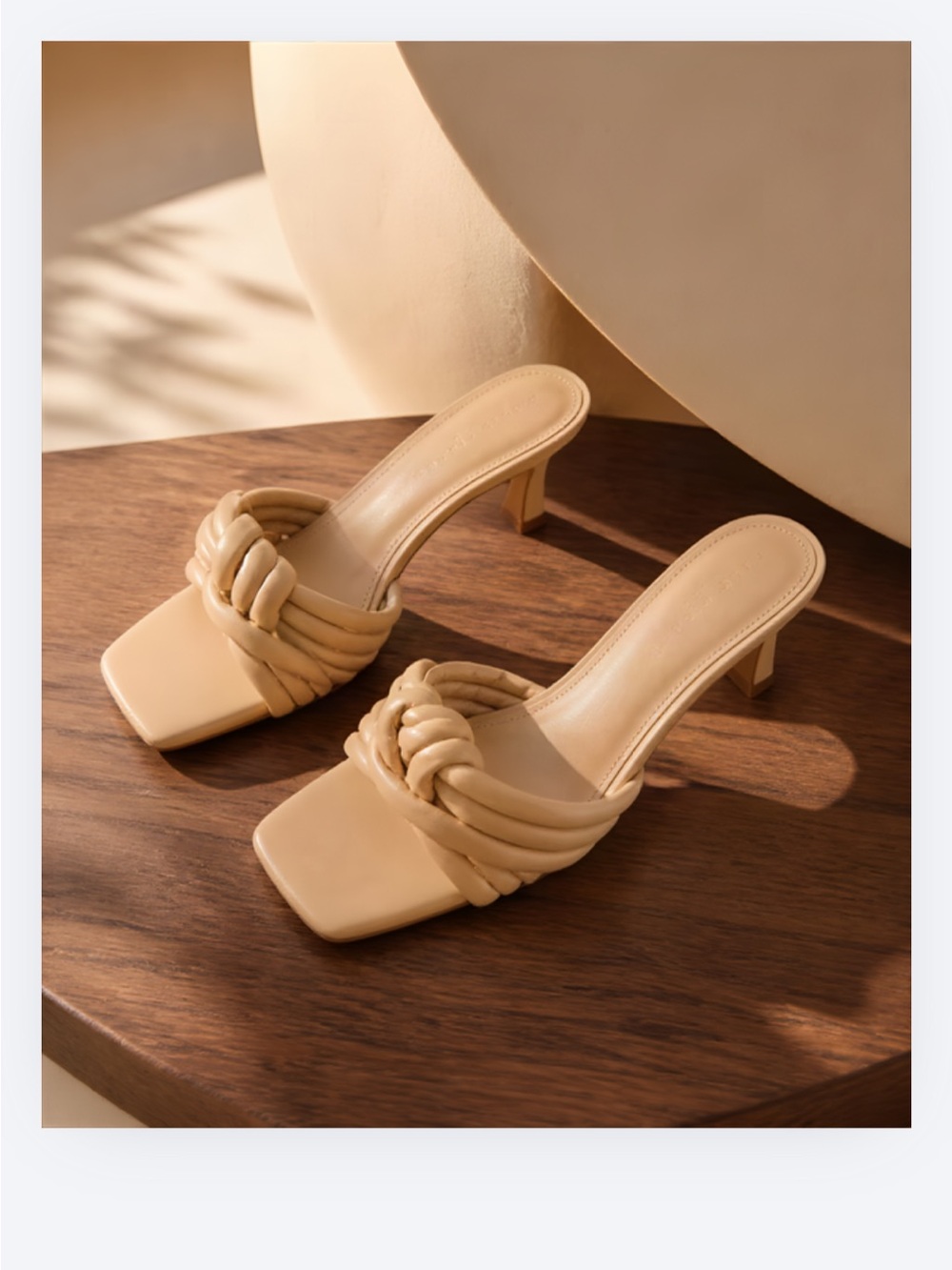 Marc Fisher Beige Braided-Strap Mid Heel Mules